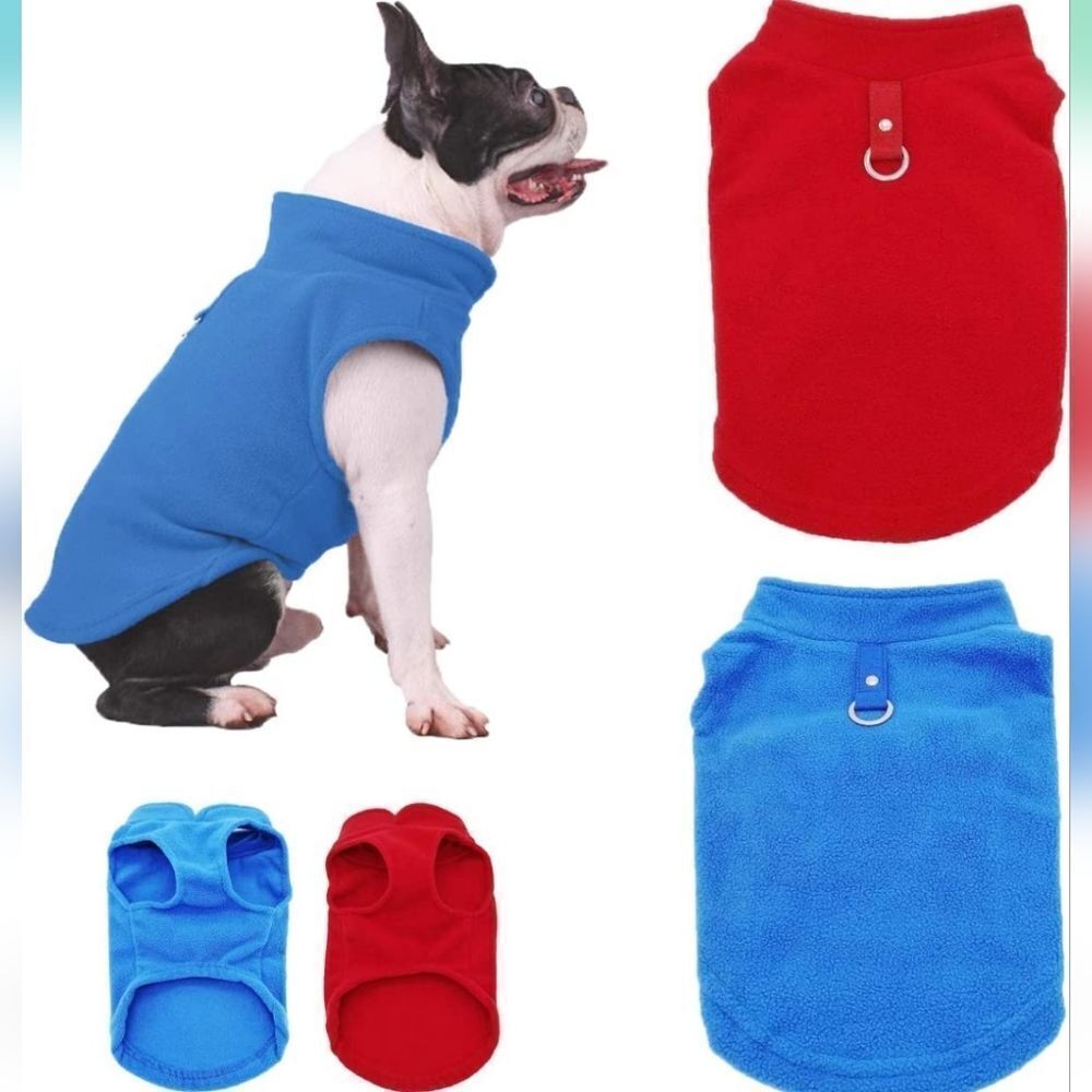 🩵HOST PICK NWT Red & Blue Cat or Dog Fleece Vest w/Leash Ring Set of 2